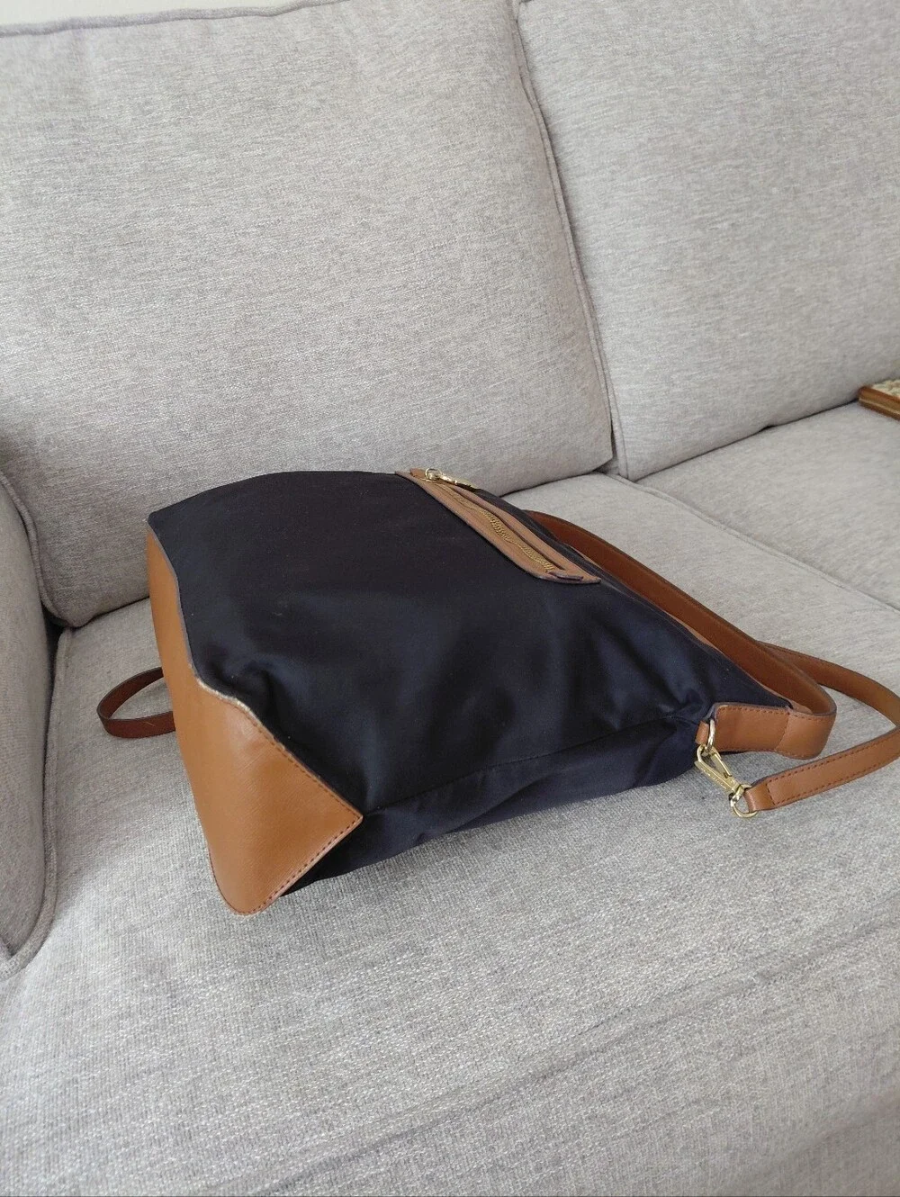 Michael Kors Kempton Nylon Satchel Bag with Brown Trim